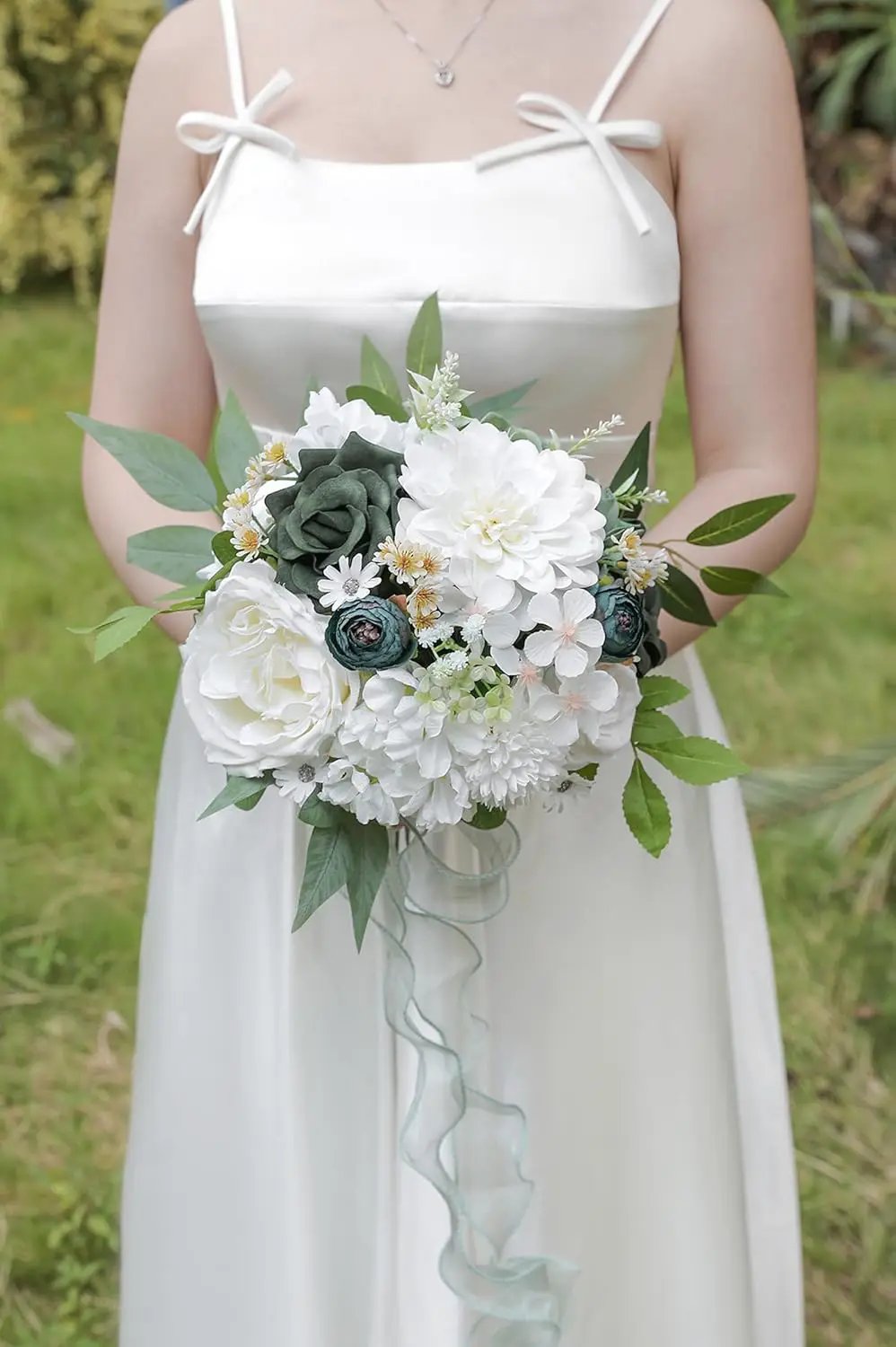 Forest Green Artificial Flowers Silk Fake Roses Peonies Greenery Combo Box Set for DIY Wedding Bouquets Bridal Shower Centerpieces Floral Arrangements Party Tables Home Decoration by GreenHaven Gardens
