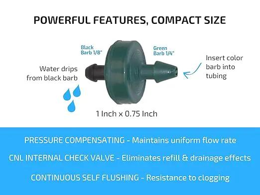 2 GPH Netafim Woodpecker Jr Pressure Compensating Dripper Emitters, 35-Pack Plus Hole Punch Tool and Goof Plugs for Drip Irrigation Systems by GreenHaven Gardens