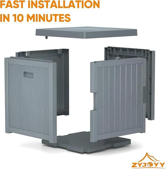 51 Gallon Resin Deck Box, Outdoor Storage Box Waterproof for Patio, Garden, Pool, and Deck, Storage Solution for Cushions, Tools, Delivery Packages, Grey by GreenHaven Gardens