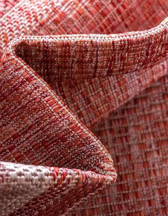 Unique Loom Outdoor Border Collection Area Rug - Soft Border (2' x 8' Runner, Rust Red/ Ivory) by GreenHaven Gardens
