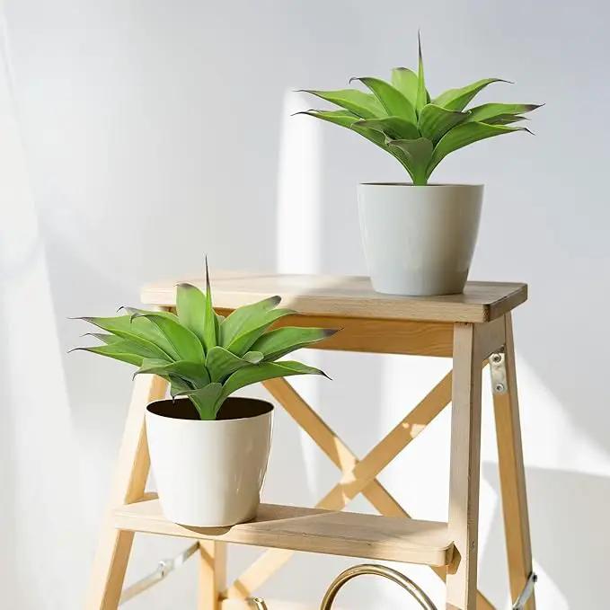 Fake Plants Artificial Agave Plants,Large UV Resistant Fake Agave Planters for Indoor and Outdoor Decorating Tropical Plant Succulents Greenery Indoor Decor13.8 (2Pack, Dark Green) by GreenHaven Gardens