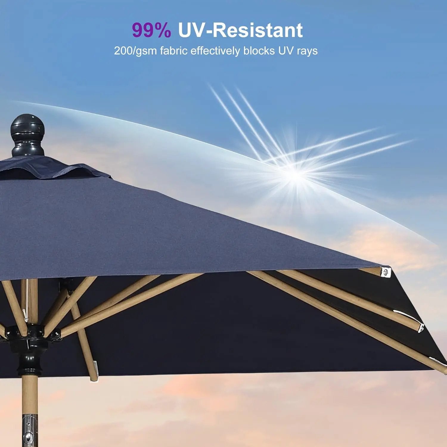 PURPLE LEAF 6' x 6' Market Umbrella Outdoor Table Umbrella Aluminum Patio Umbrella with Push Button Tilt & 8 Sturdy Ribs and Crank Outdoor Umbrellas for Deck Backyard Beach, Navy Blue by GreenHaven Gardens