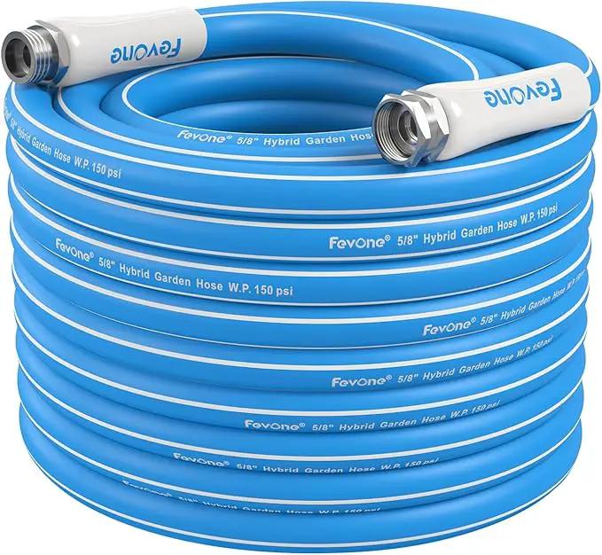 Fevone 75 ft Garden Hose, Heavy Duty Water Hose, Hybrid Polymer, Kink Resistance, Flexible, Durable, Leak Free, Aluminum Fittings, 3/4" GHT, 5/8" ID, 600 Psi, Drinking Water Safe by GreenHaven Gardens