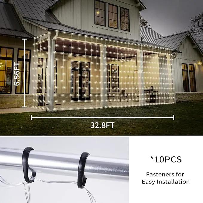 32.8 * 6.56FT Large Size Solar Curtain Lights Outdoor, 8 Modes Icicle Lights, Solar Garden Christmas Decortions for Patio, Gazebo, Eaves, Fence, Tree, Porch (White) by GreenHaven Gardens