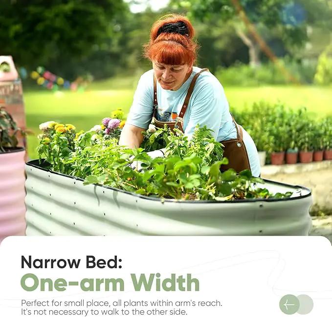 KING BIRD Raised Garden Bed 2.85 ft Tall 9 in 1 Galvanized Planter Garden Box Outdoor for Gardening, Deep Root Vegetables, Flowers 78.7X23.6X34.2 in, Light Green by GreenHaven Gardens