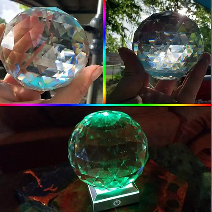 Clear Crystal Suncatcher Ball Prism Glass Sphere Faceted Gazing Ball Rainbow Maker Window Prisms Suncatcher for Window, Sun Catcher(80mm/3.15inch) by GreenHaven Gardens