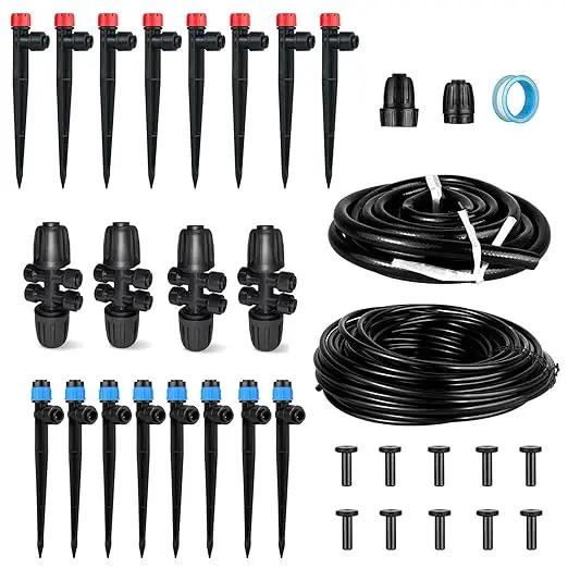 Drip Irrigation System Kit - Garden Watering System with 16FT 1/2'' & 79FT 1/4" Irrigation Tubing Parts - Automatic Irrigation Sprinkler Equipment for Raised Beds, Plants, Garden, Lawn, Greenhouse by GreenHaven Gardens