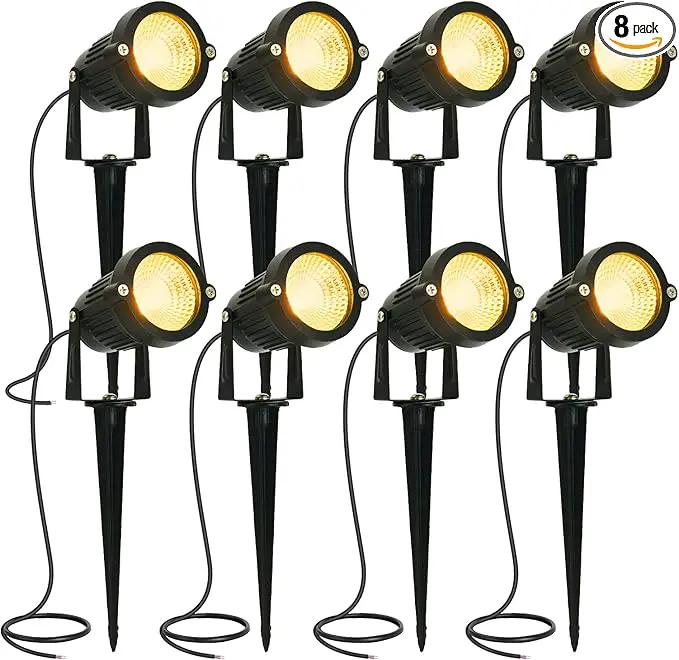 LED Landscape Spotlights Low Voltage 5W 12V 24V Garden Pathway Lights Waterproof IP66 Warm White Walls Trees Flags Outdoor Landscape Lights with Stakes by GreenHaven Gardens