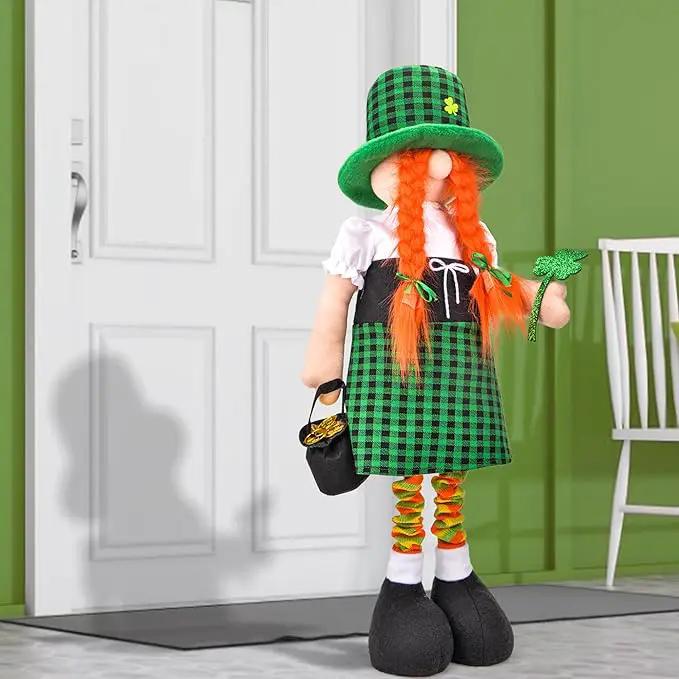 Large St Patricks Day Gnome Plush Decorations Outdoor, Cute Standing Saint Patricks Day Gnomes Gift Decor with Retractable Spring Legs, Placed Outside Yard/Porch/Garden/Indoor/Home/Office by GreenHaven Gardens