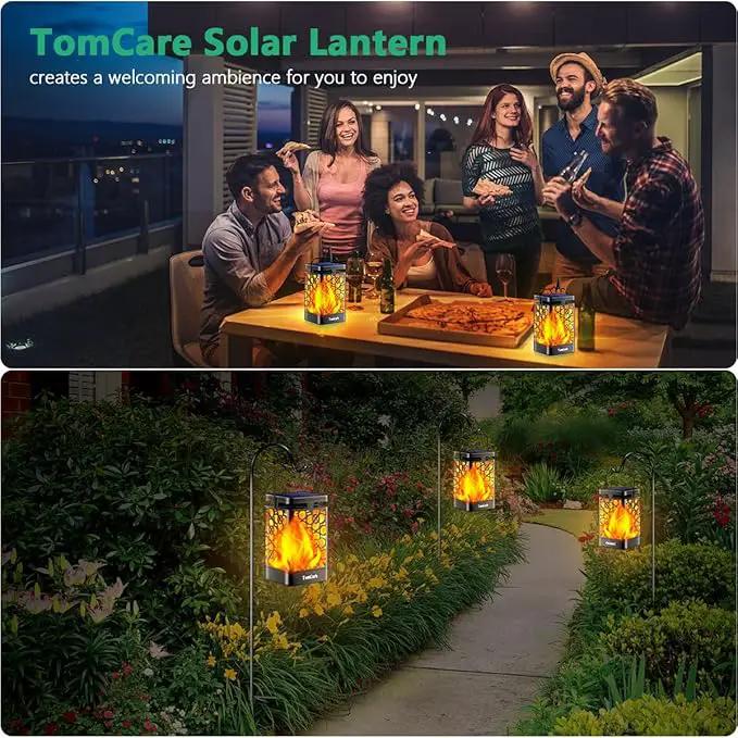 TomCare Solar Lanterns Outdoor Upgraded Flickering Flame Waterproof Hanging Lanterns Decorative Solar Powered LED Christmas Lights for Patio Deck Yard, 2 Pack by GreenHaven Gardens