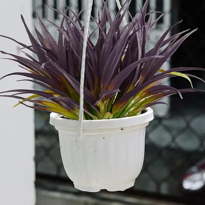16Pcs Artificial Grass Fake Grass Plants 17.3in Outdoor Plants UV Resistant Faux Greenery Stems for Home Window Garden Patio Pathway Front Porch Halloween Décor Light Green & Purple by GreenHaven Gardens