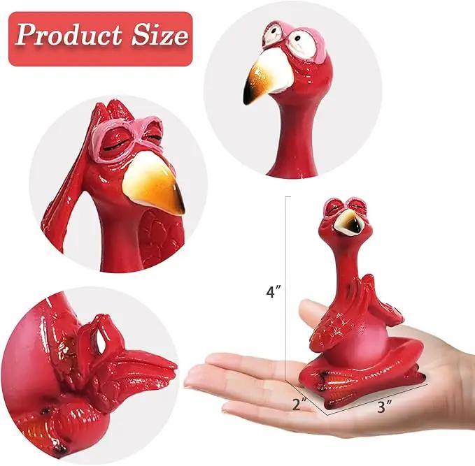 4-Inch Mini Yoga Flamingo Set – Resin Flamingo Statues for Home and Garden Decor – Fun Hawaii-Inspired Flamingo Gift for Women, Friends, and Family by GreenHaven Gardens