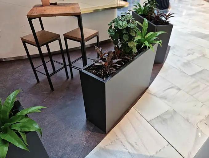 Black Steel Metallic Heavy Planter for Outdoor Plants 24"x10"x24" Metal Garden Planter Spliced Flower Pot with Partitions for Outside,Indoor,Garden (Black, 24 * 10 * 24) by GreenHaven Gardens