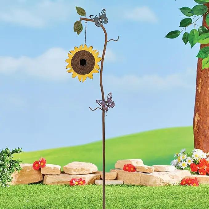 BAYN 57” Bird Houses Stake for Outside, Metal Wild Bird Feeder Birdhouse Stake Pole with Sunflower Design Outdoor Decorations for Patio, Backyard, Garden by GreenHaven Gardens