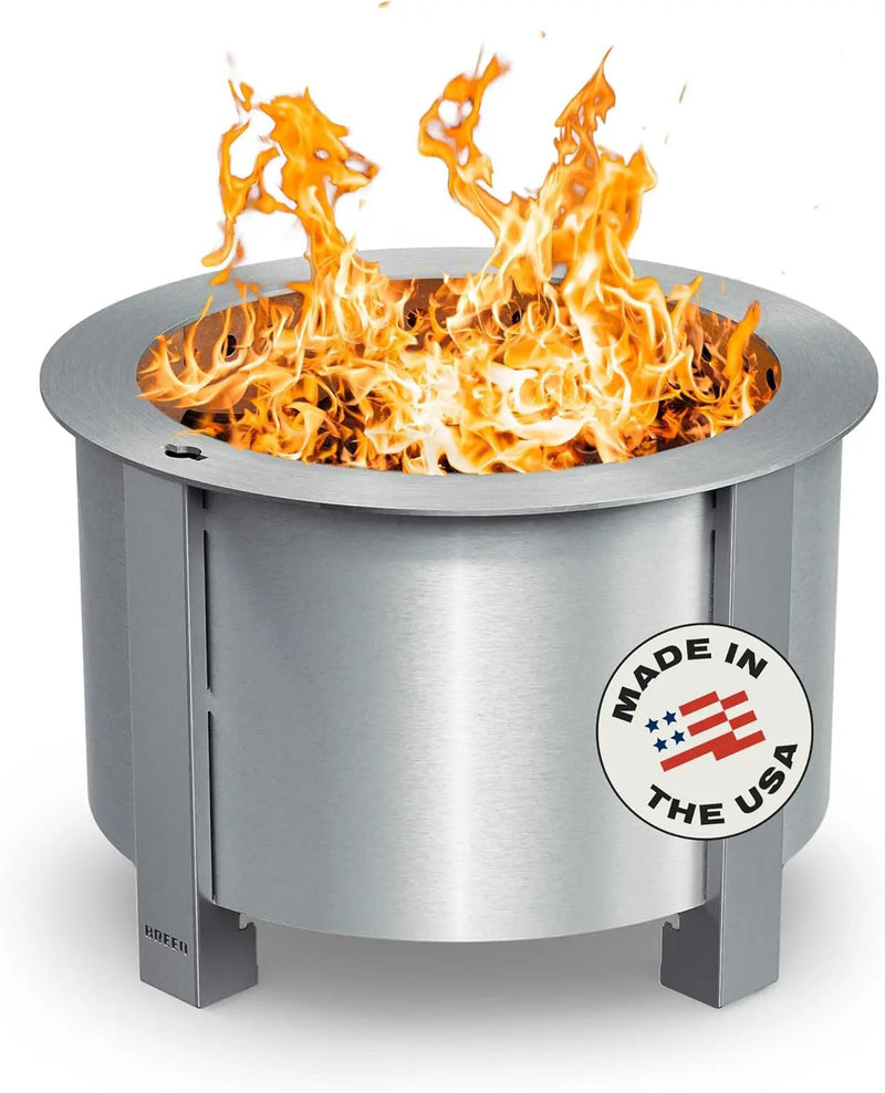 Breeo Smokeless Fire Pit (X Series 19, Stainless Steel) | 22.1 inch Smokeless Firepit for Outside | 47 Pounds | Ideal for Families Compatible with Wide Range of Breeo Accessories by GreenHaven Gardens