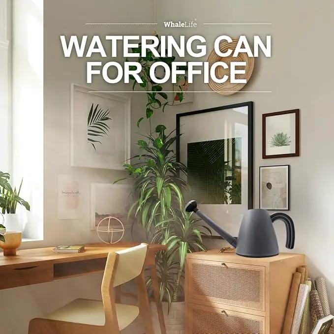 WhaleLife Indoor Watering Can for House Bonsai Plants (2.0L, Gray) by GreenHaven Gardens