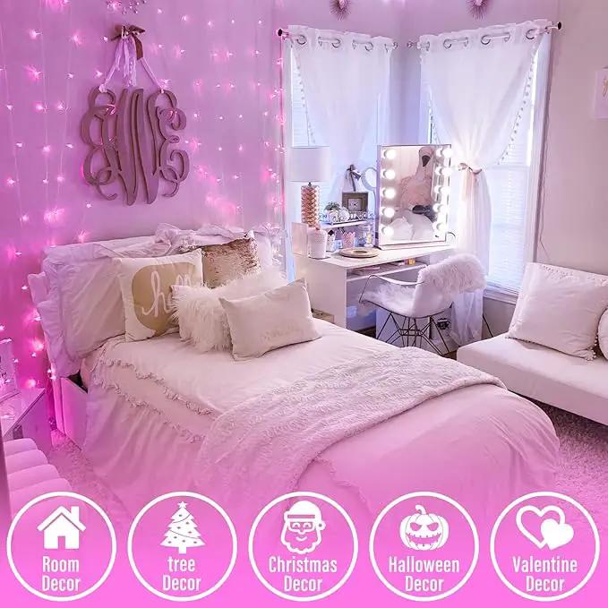 JMEXSUSS 66 Ft Pink Lights for Room Decor, 200 LED Pink String Fairy Christmas Lights Clear Wire Plug in for Bedroom Indoor Outdoor Girl's Room Decorations by GreenHaven Gardens