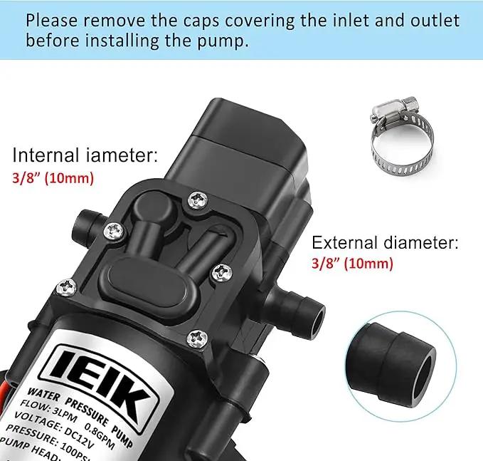 12 Volt Diaphragm Pump 3LPM 0.8 GPM 100PSI Self Priming Sprayer Pump 12V DC Fresh Water Pump Water Pressure Switch for RV Camper Marine Boat Lawn (30W) by GreenHaven Gardens