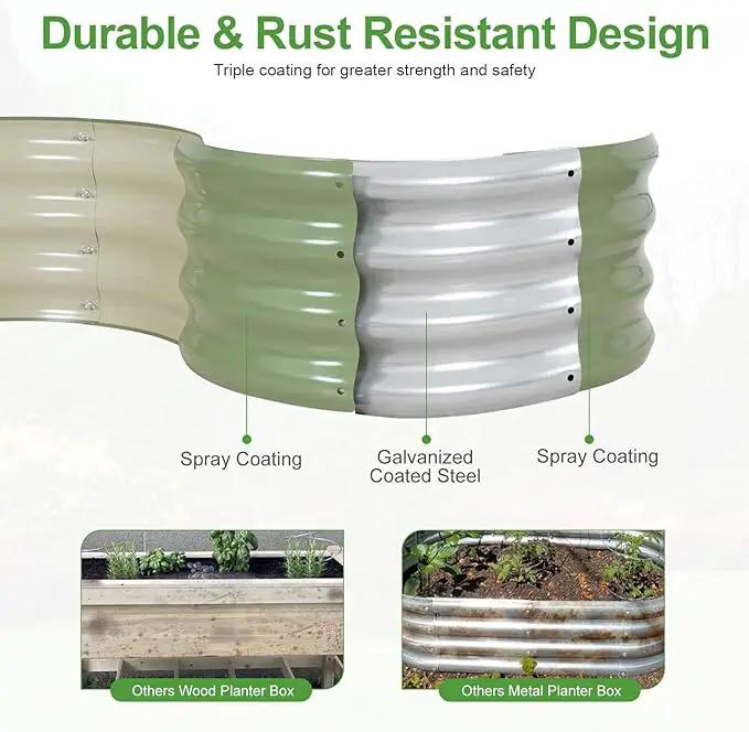 Galvanized Round Raised Garden Bed Outdoor-2Pack Raised Beds for Gardening| Metal Planter Box 2x2x1FT, Green by GreenHaven Gardens