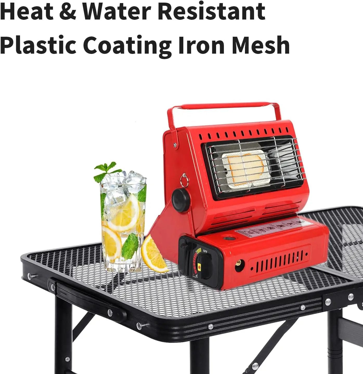 Small Folding Table 2FT Grill Table Foldable Camping Table Picnic Portable Mesh 2 Height Adjustable Outdoor Beach BBQ Black 23.6×15.7× 9.4/20.4inch by GreenHaven Gardens