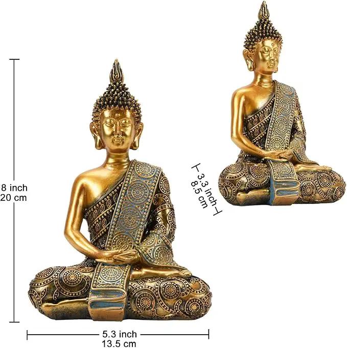 Nacome Meditating Seated Thai Buddha Statue Praying Collectibles Figurines,Zen Garden Buddha Sculpture-Indoor/Outdoor Decor for Home,Porch Yard Art Decoration,polyresin,Gold Buddah,Gift by GreenHaven Gardens