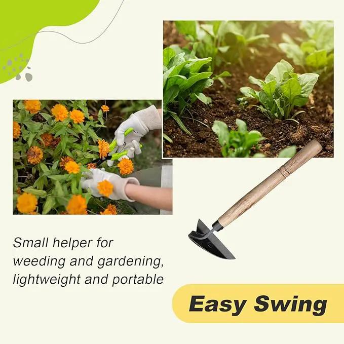 Japanese Weeding Sickle Hand Sickle，Hoe Gardening Tools for Weeding and Cultivating Weed Remover Tool High-Carbon Steel with Hard Solid Wood Handle Very Sharp (Wooden Handle) by GreenHaven Gardens