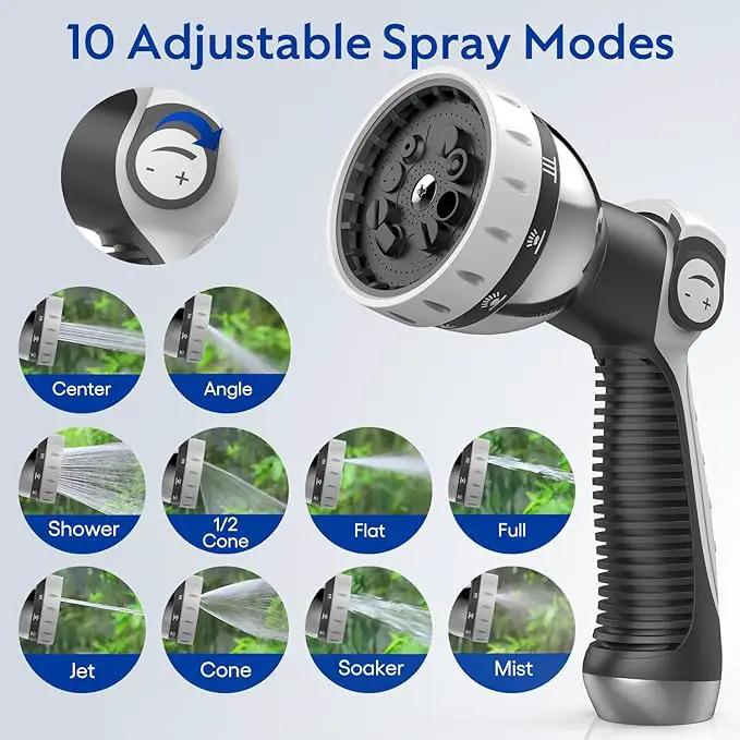 Retractable Garden Hose Reel, 1/2 in x 125 ft Wall Mounted Hose Reel, 10-Pattern Spray Nozzle, Any Length Lock/Slow Return System/Wall Mounted/180°Swivel Bracket by GreenHaven Gardens