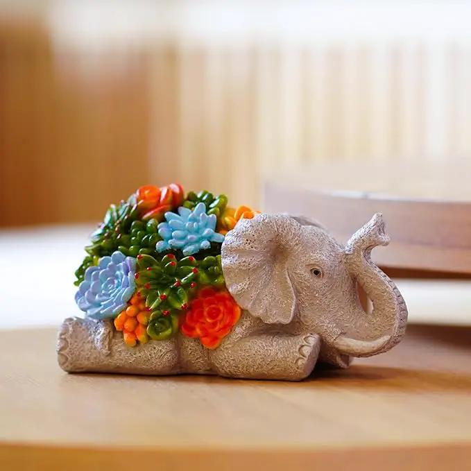Outdoor Elephant Key Hider Statue - Cute Succulent Elephant Hide a Key Outdoor Decorative - Small Gift Box for Women, Home Decor & Elephant Gifts (Elephant) by GreenHaven Gardens