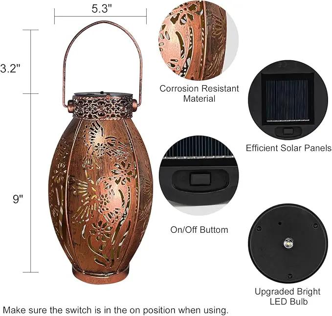 pearlstar 2 Pack Decorative Solar Lantern Lights for Hanging or Table Outdoor Solar Light for Patio Yard Garden Lawn Landscape Lighting Waterproof, Gift for Wamen Men Mom, Warm Lights,Hummingbird by GreenHaven Gardens
