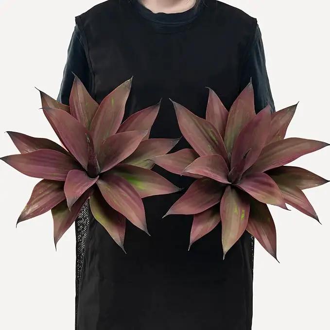 Fake Plants Artificial Agave Plants 13.8" Large UV Resistant Fake Agave Planters for Indoor and Outdoor Decorating Tropical Plant Succulents Greenery Indoor Decor(2Pack, Purple by GreenHaven Gardens