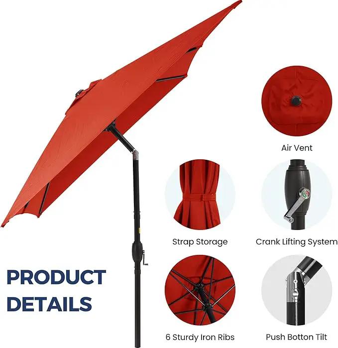 SUNVIVI OUTDOOR Patio Umbrella, 6.5' x 10' Rectangular Patio Umbrella, Metal Pole Square Outdoor Umbrella with Crank and Push Button Tilt, 6 Steel Ribs, Polyester Canopy by GreenHaven Gardens