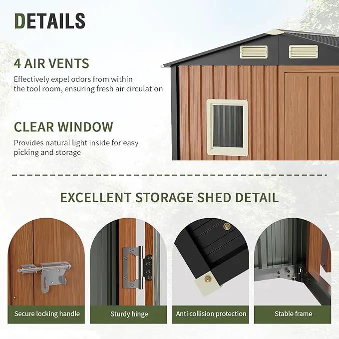Outdoor Storage Shed 6x4 Ft, Lockable Metal Garden Shed with Window, Tool Shed Tiny House Vertical Outside Storage Building for Backyard, Lawn, Patio, Bike by GreenHaven Gardens