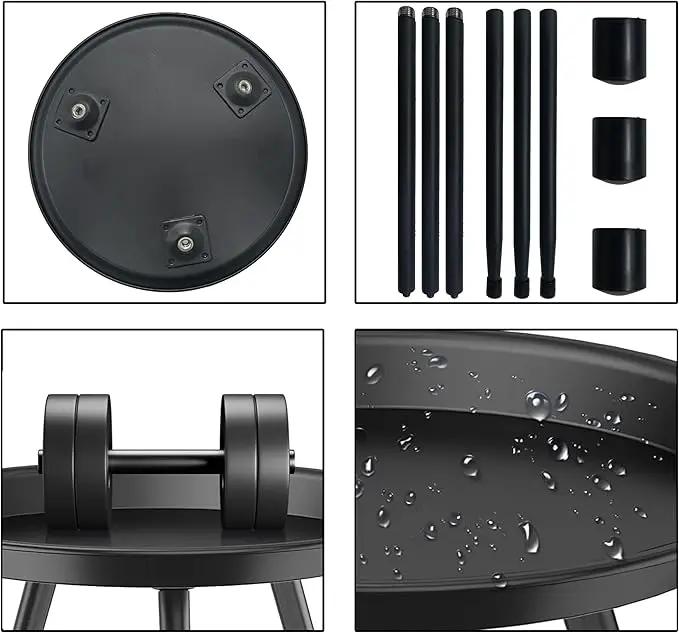 Plant Table Indoor Small,Black Metal Round Side Table.Modern Single Outdoor End Table for Small,Spaces,Patio,Office,Living Room, Bedroom Yard Garden Balcony Bedside by GreenHaven Gardens