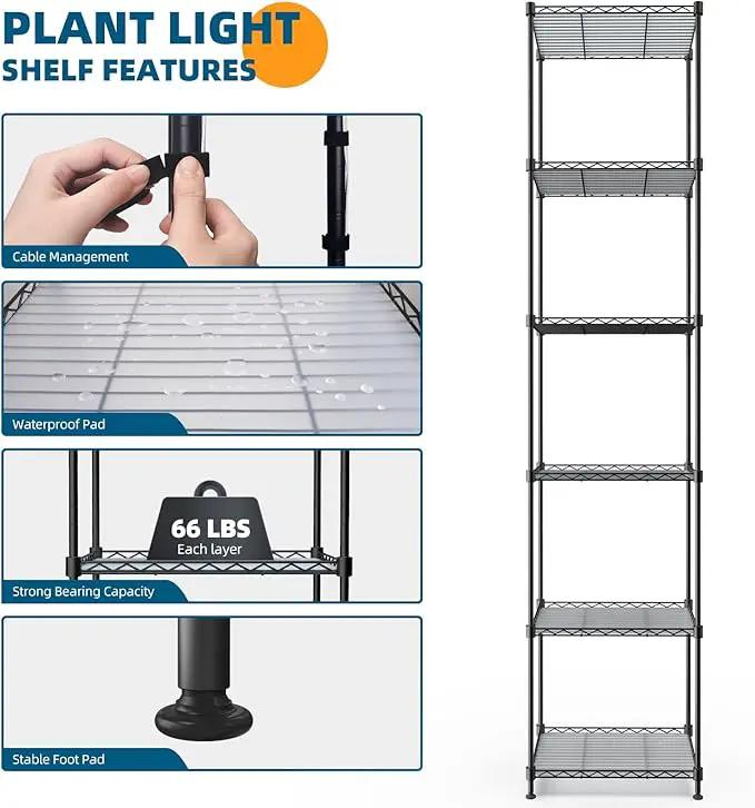 Barrina Plant Stand with Grow Lights, 6-Tier Plant Shelf with 5-Pack 50W Full Spectrum Ultra-Thin Grow Light Panel, 3 Modes, Auto Timer, Ladder Flower Pot Stand Display Rack 15.7"L x 11.8"W x 70.9"H by GreenHaven Gardens