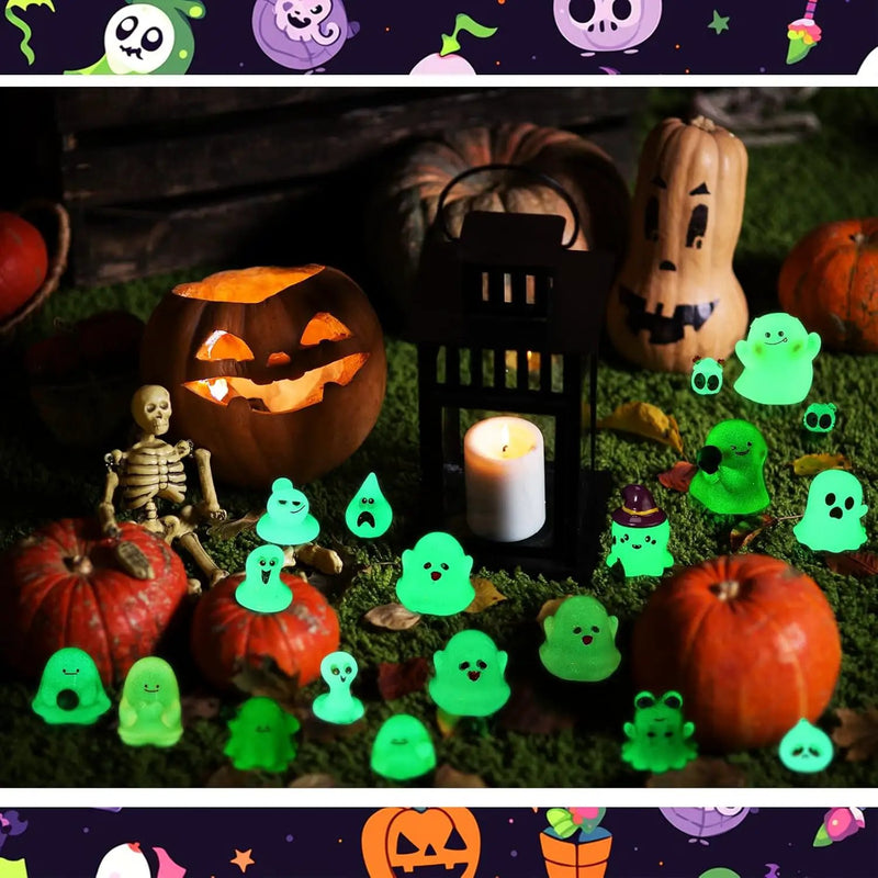 58 Pcs Halloween Luminous Mini Figures Glow in Dark Tiny Resin Figures Set Fairy House Diorama Accessories Halloween Pumpkin Ghost Skull Ornament for Garden Dollhouse Craft DIY (Wizard) by GreenHaven Gardens