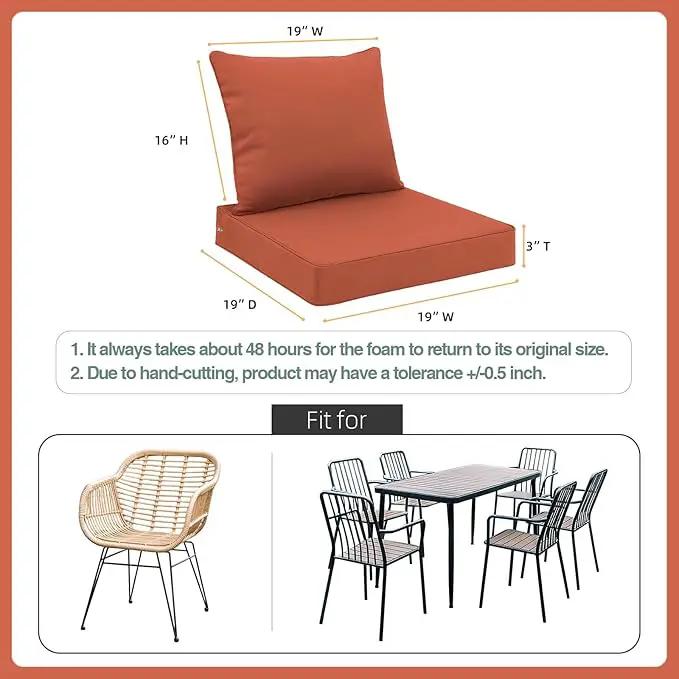 Favoyard Outdoor Seat Cushion Set 19 x 19 Inch Waterproof & Fade Resistant Patio Furniture Cushions with Removable Cover Deep Seat & Back Cushion with Handle and Adjustable Straps for Chair Sofa Couch by GreenHaven Gardens