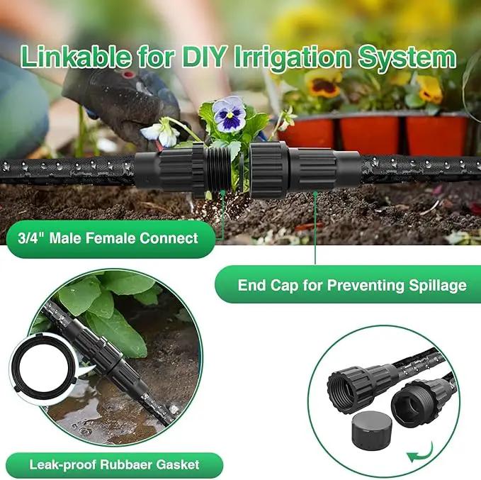 Lefree Soaker Hose 50 FT for Garden Irrigation, Soaker Hose for Lawn and Flower Beds, 2024 Upgraded Flat Soaker Hose Saves 80% Water, Flexible Durable Drip Hose for Trees, Shrubs.(25FT*2Pack) by GreenHaven Gardens