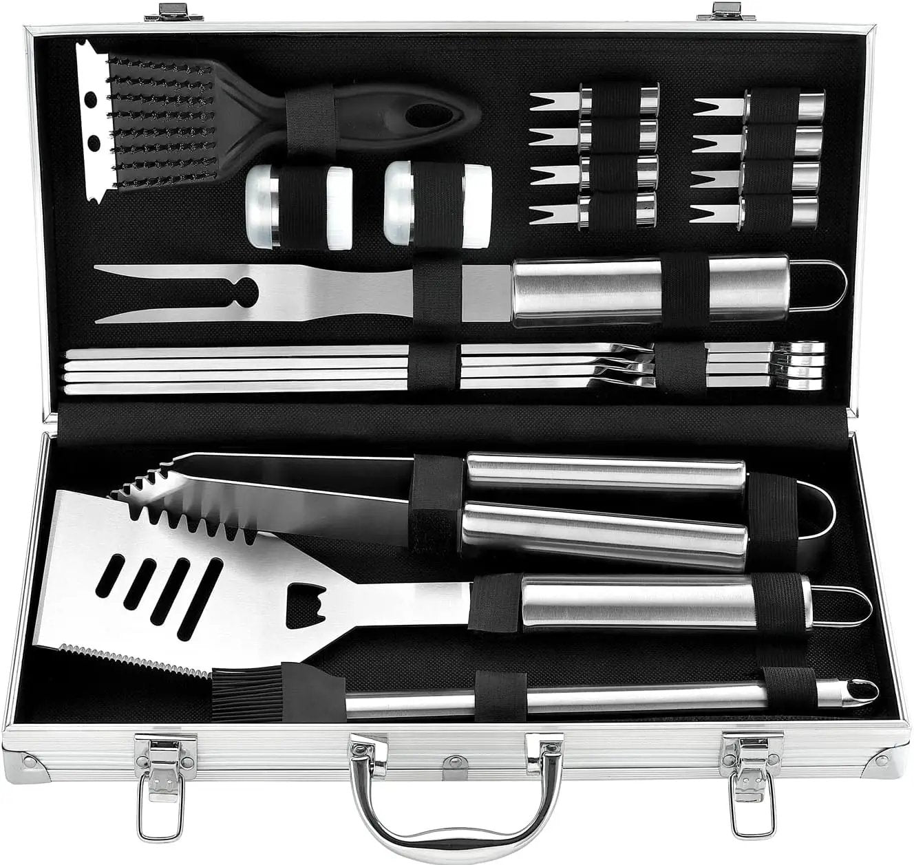 ROMANTICIST 20pcs Heavy Duty BBQ Grill Tool Set in Case - The Very Best Grill Gift for Father's Day and Christmas - Professional BBQ Accessories Set for Outdoor Cooking Camping Grilling Smoking by GreenHaven Gardens