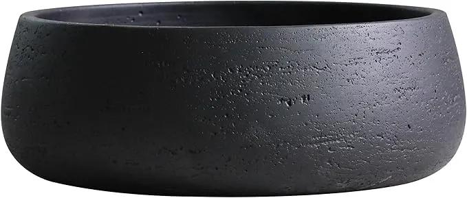 Olly & Rose Copenhagen Large Ceramic Planter Bowl Shallow Plant Pot - Matt Black Flower Pot Indoor and Outdoor Garden Décor… by GreenHaven Gardens