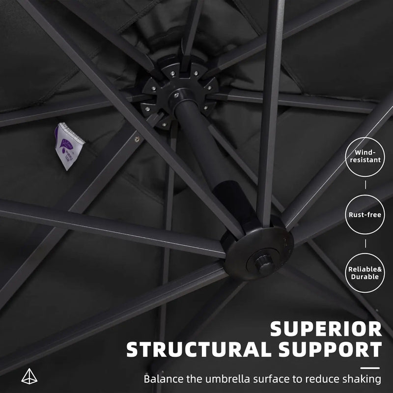 PURPLE LEAF 10 Feet Patio Umbrella Outdoor Cantilever Square Umbrella Aluminum Offset Umbrella with 360-degree Rotation for Garden Deck Pool Patio Black by GreenHaven Gardens