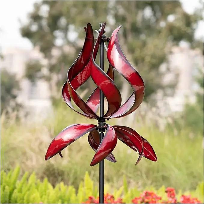 Yard Garden Wind Spinners - Large Outdoor Metal Wind Spinners with Stake, Yard Art Lawn Garden Decor (19" W x 87" H) by GreenHaven Gardens