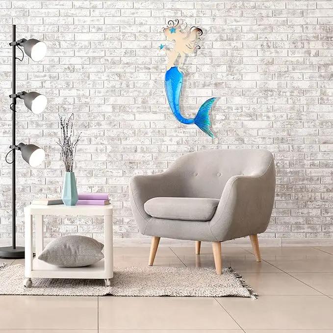 John's Studio Mermaid Wall Decor Outdoor Metal Fish Bathroom Hanging Art Glass Blue Ocean Theme Decorations for Home, Pool and Patio by GreenHaven Gardens