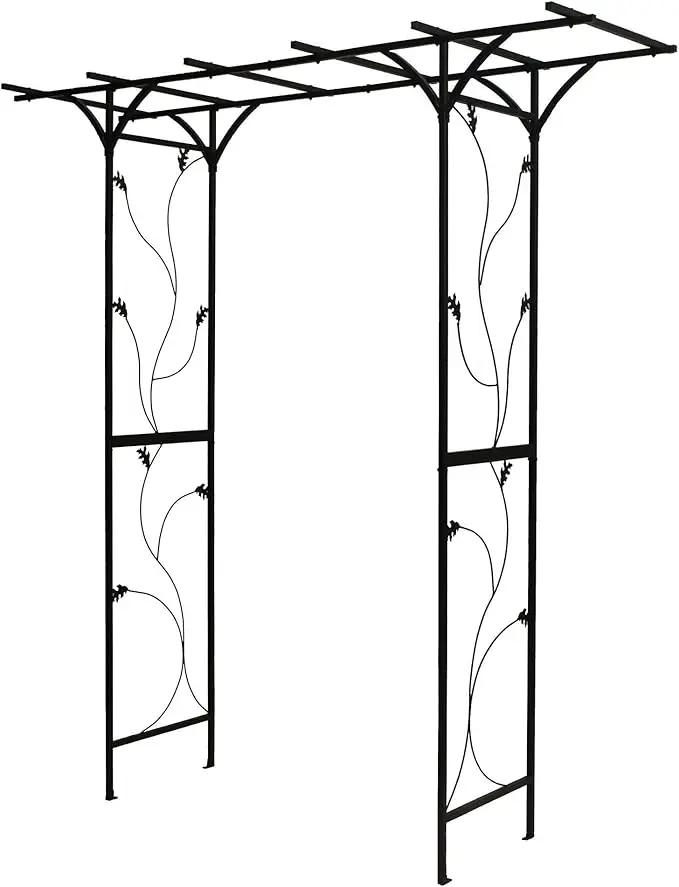 Steel Garden Arch, 7'2" High x 6'6" Wide, Garden Arbor for Various Climbing Plant, Outdoor Garden Lawn Backyard by GreenHaven Gardens