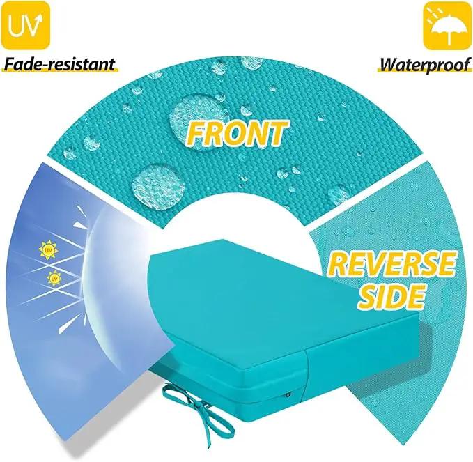 AAAAAcessories Outdoor Seat Cushions for Chairs, Waterproof, Fade-Resistant Patio Furniture Replacement Cushions, 20" x 18" x 3", Set of 2, Turquoise Blue by GreenHaven Gardens