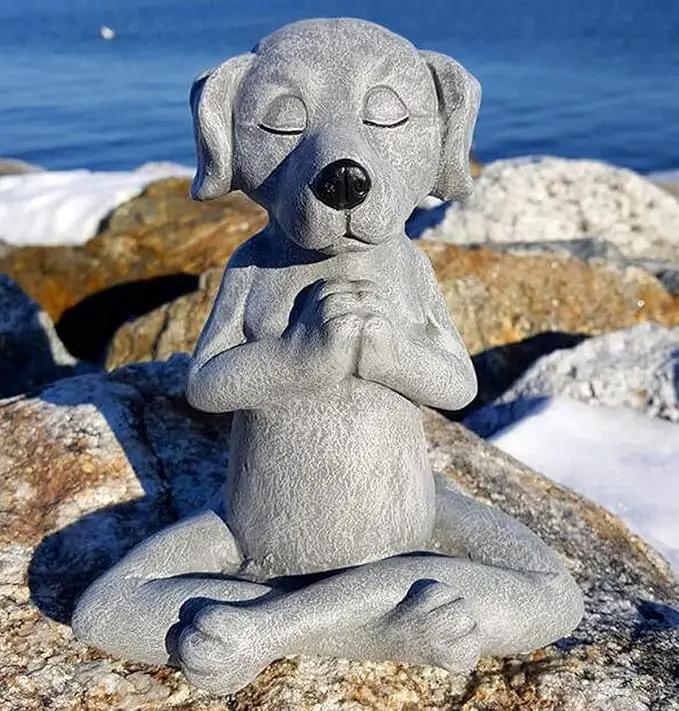 Meditating Dog Statue Buddha - Zen Dog - Namaste– Top Collection Tranquility and Peacefulness for Your Fairy Garden. 4¾ Inches Tall Miniature Gnome Figurine by GreenHaven Gardens