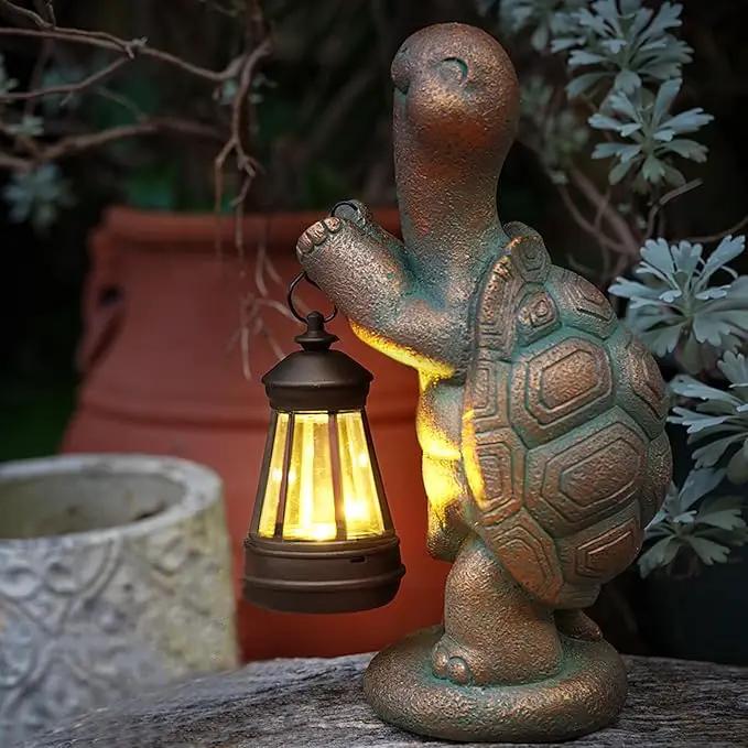 Turtle Solar Powered Outdoor Garden Statue, Resin Turtle Statue with Solar Light Lantern, Decorative Lawn, Yard Outdoor Turtle Decoration. Unique Home Decoration, Gifts for Women by GreenHaven Gardens