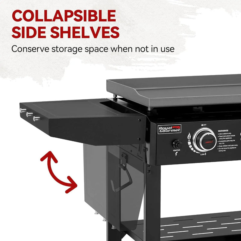 Royal Gourmet GB3000H 3 Burner Propane Gas Griddle with Foldable Side Tables, 28-Inch Flat Top Grill with 492 Sq. In. Cooking Area for Backyard and Tailgating, Black by GreenHaven Gardens