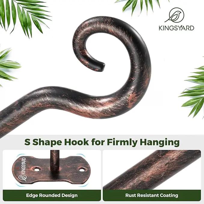 Kingsyard 4 Pack Wall Plant Hanger - Heavy Duty Metal Hanging Bracket Hooks for Hanging Plant Bird Feeders Lanterns Wind Chimes Indoor/Outdoor. Antique Copper by GreenHaven Gardens