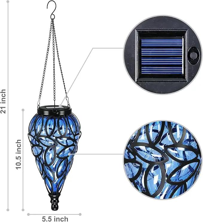 Outdoor Plastic Solar Hanging Lantern, 15 Cool White LEDs Twinkle Effect Tear-Shaped Hanging Lantern Decor Garden Decorative Solar Lights for Backyard, Patio and Lawn by GreenHaven Gardens