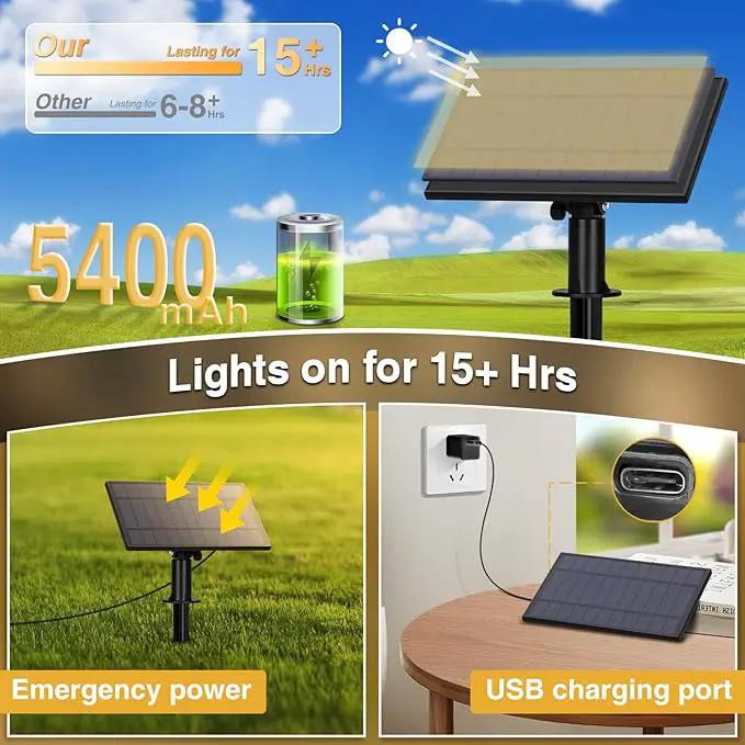 ZJOJO 60FT Solar String Lights Outdoor Waterproof, Solar Lights Outdoor with 15 Shatterproof Bulbs IP65, Patio Light for Outside Decor by GreenHaven Gardens